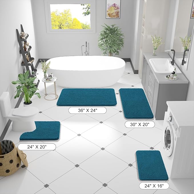OLANLY Bathroom Runner Rugs 70x24, Soft Absorbent Chenille Bath Rugs, Rubber