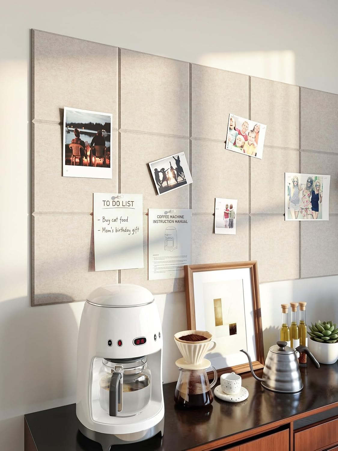 Thick Felt Pin Board Tiles 12 Pack, 11.8x11.8 Bulletin Board for Wall