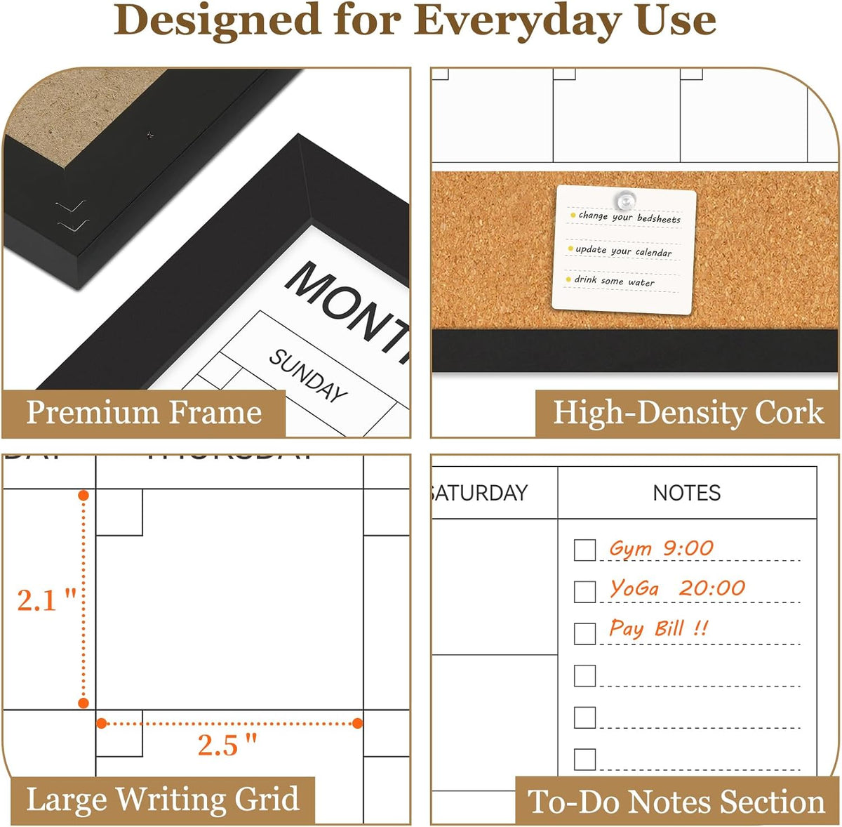 Dry Erase Calendar Whiteboard for Wall, 24'' x 18'' White Board Calendar