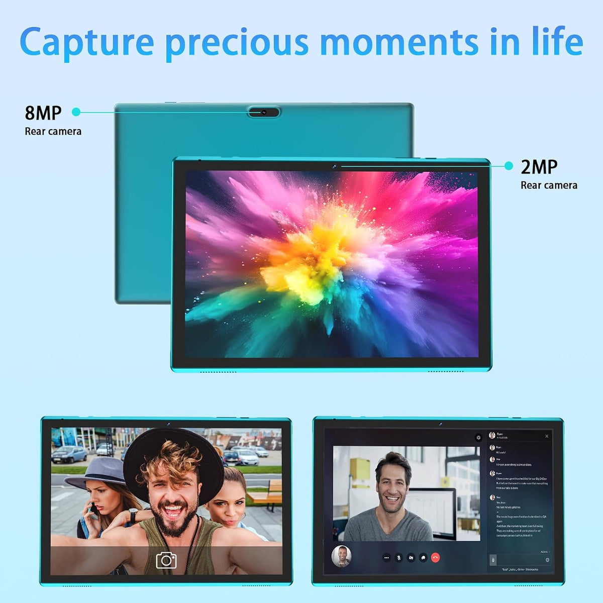 10 inch Tablet with Keyboard 2 in 1 Tablet Android 15 Tablets Include Case Mouse Stylus 6000mAh battery 8GB+32GB Support 1024GB Expandable 10.1" Tableta, 2MP+8MP Dual Camera WiFi-6 Bluetooth Tablets