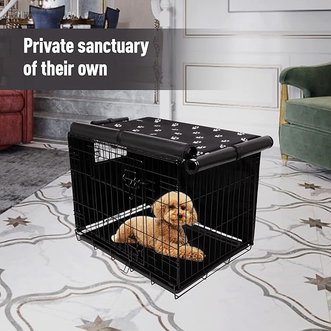 Pet Prime Dog Crate Cover for Wire Cages 24 30 36 42 48 Inch Outdoor Pet Kennel Cover Machine Wash & Dry (Cover Only) (36 Inch Crate Cover (36"x23"x25"))