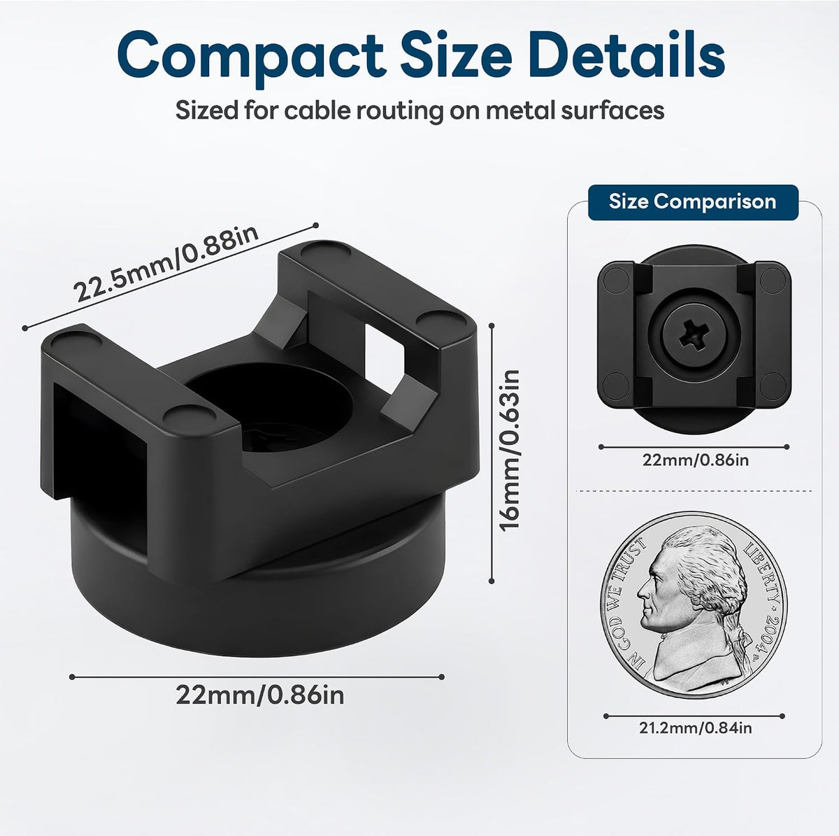 Magnetic Zip Tie Mounts, 26 Pack Magnetic Cable Tie Mounts with 200 Zip Ties, Rotating No-Drill Cable Management Organizer for Server Rack, Electrical Panel, Metal Desk, Strong Magnetic Wire Holders