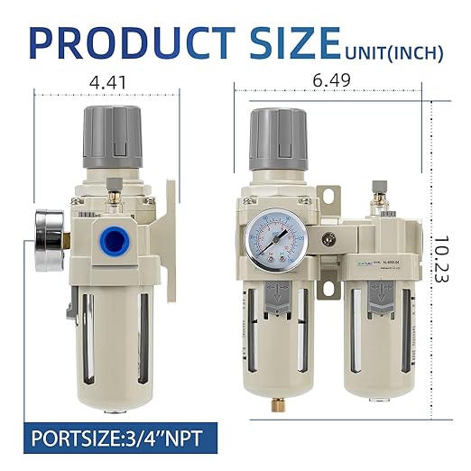 1/2" NPT Air Compressor Oil-Water Separator, Air Pressure Regulator, Compressed