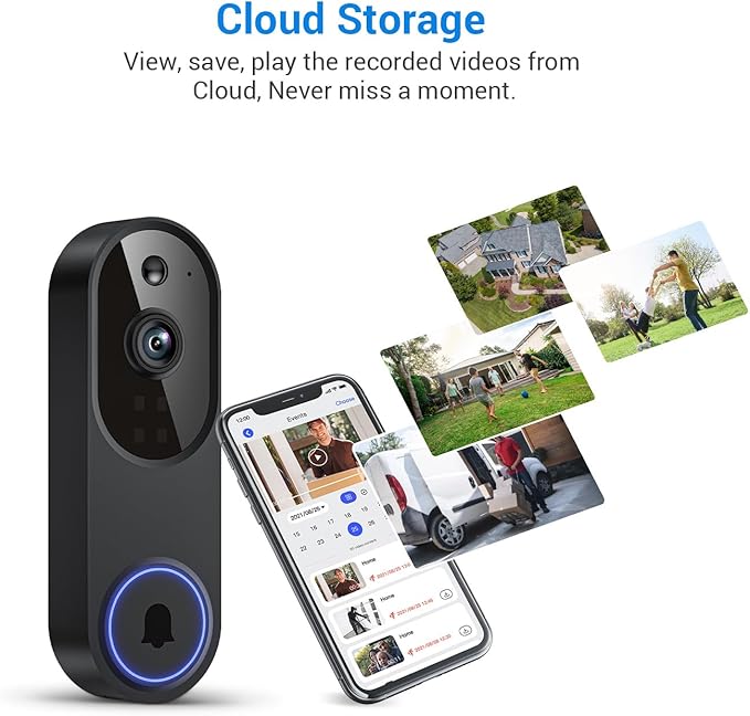 1080p Wireless Cameras & Monitor Video Doorbell Camera for Home Security, Pet dog Monitor, Cloud Storage, AI Human Detection, Night Vision, Two Way Audio, Indoor Outdoor Surveillance, 2.4G Wi-Fi Only