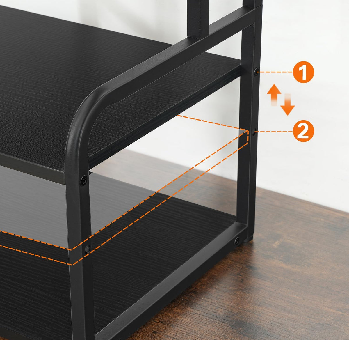 HOOBRO Printer Stand, 3-Tier Desktop Printer Table, Under Desk Printer Storage Office Organizer, Storage Rack with Adjustable Shelf, for Home Office, Kitchen, Living Room, Black BB06PS01