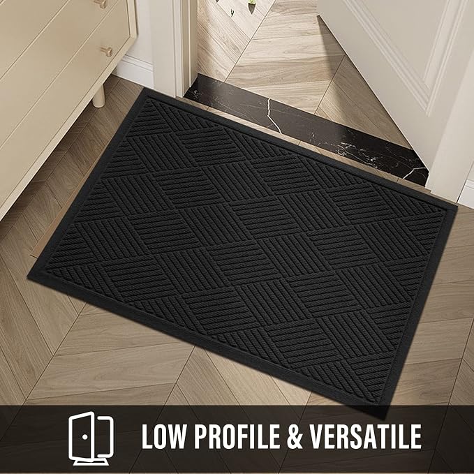 HIYARD Sturdy Front Door Mat, Absorbent Muddy Dirt Resist Welcome Door Mats