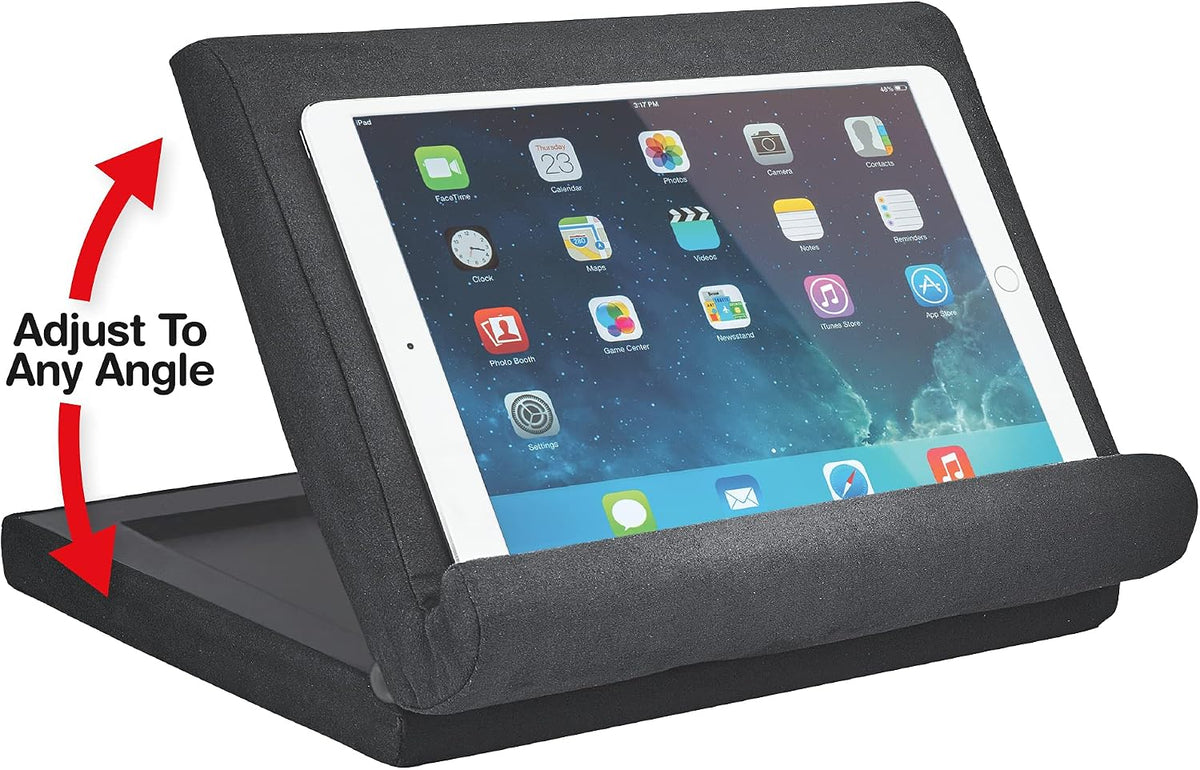 Ontel Pillow Pad Fold Away Multi-Angle Soft Tablet Stand, Gray