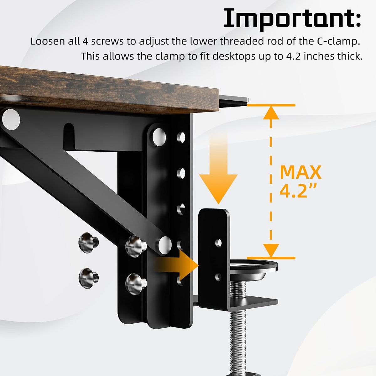 ETHU Foldable Desk Extender Tray with Clamp, 25.6x11.4", Walnut