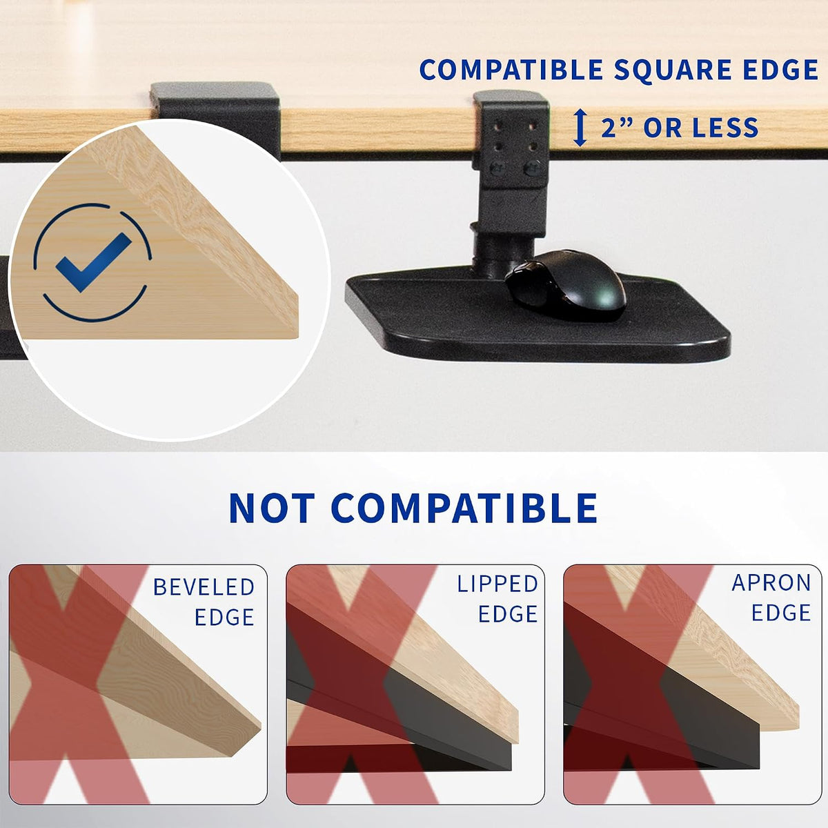 VIVO Black Clamp-on Mouse Pad Holder Platform, MOUNT-MS01A