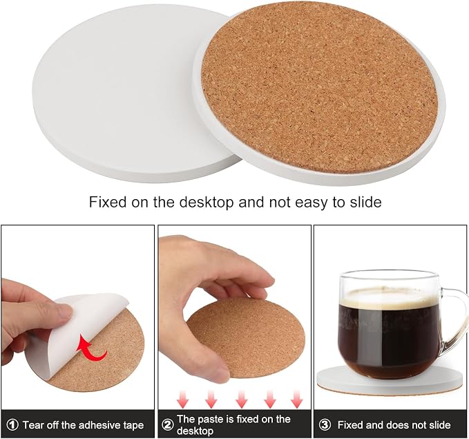 GNIEMCKIN 50 Pieces 3.54 Inch Round Blank Ceramic Coasters, Unglazed Ceramic