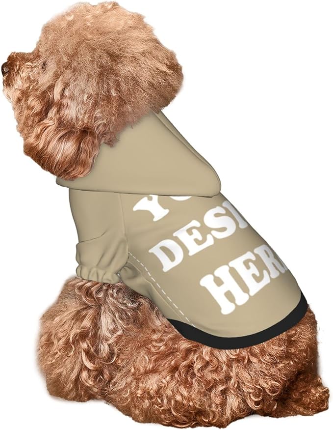 Dog Clothes, Custom Dog Hooded Sweatshirt, Personalized Pet Costume Robe Shirt with Text/Image/Club Name/Pet Shop Logo for Small Medium Large Dogs and Cats, Khaki, M