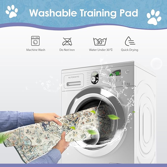 Washable Pee Pads for Dogs Large 2 Pack, 48" x 48" Reusable Puppy Pads Waterproof Dog Rugs, Super Absorbent, Leakproof, Dog Crate Pad, Playpen Mat, Whelping Pads, Vintage Medallion