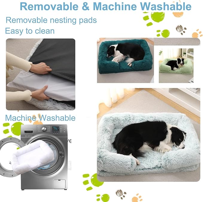 Dog Beds Large Sized dog Orthopedic, Sofa Dog Bed with Waterproof Lining and Nonskid Bottom, Rectangle Washable Dog Bed for Medium Small Dogs and Cats Comfortable ( Color : White , Size : 17 x 15" )