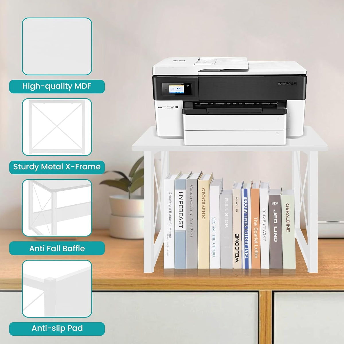 ELITEROO Desktop Printer Stand with Storage, Printer Stand Shelf
