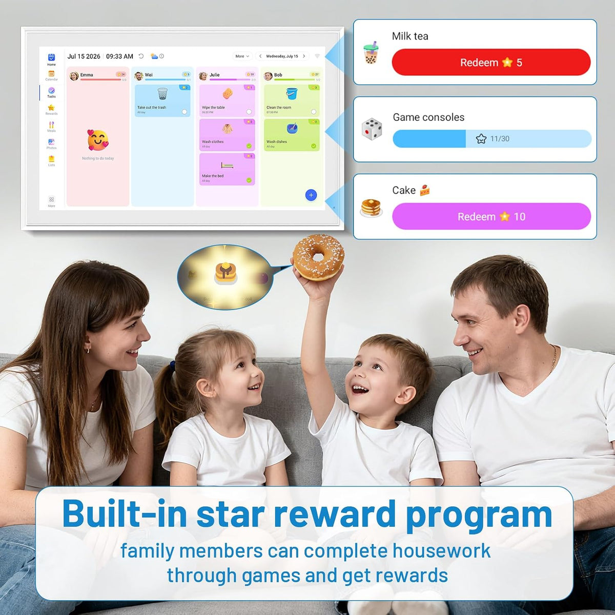 21.5" Smart Wall Calendar 2026 Planner & Chore Chart, Touchscreen