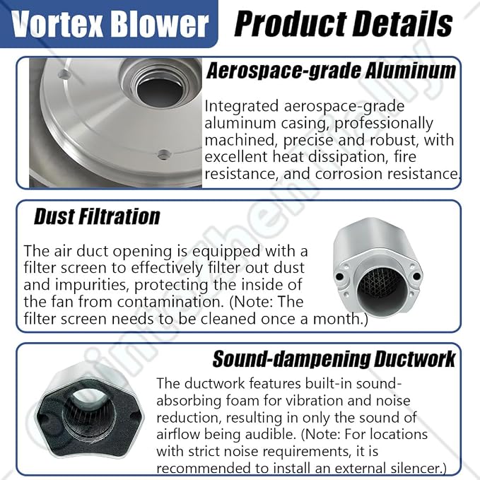 Vortex Ring Regenerative Blower, Single Phase High-Pressure Industrial Vacuum