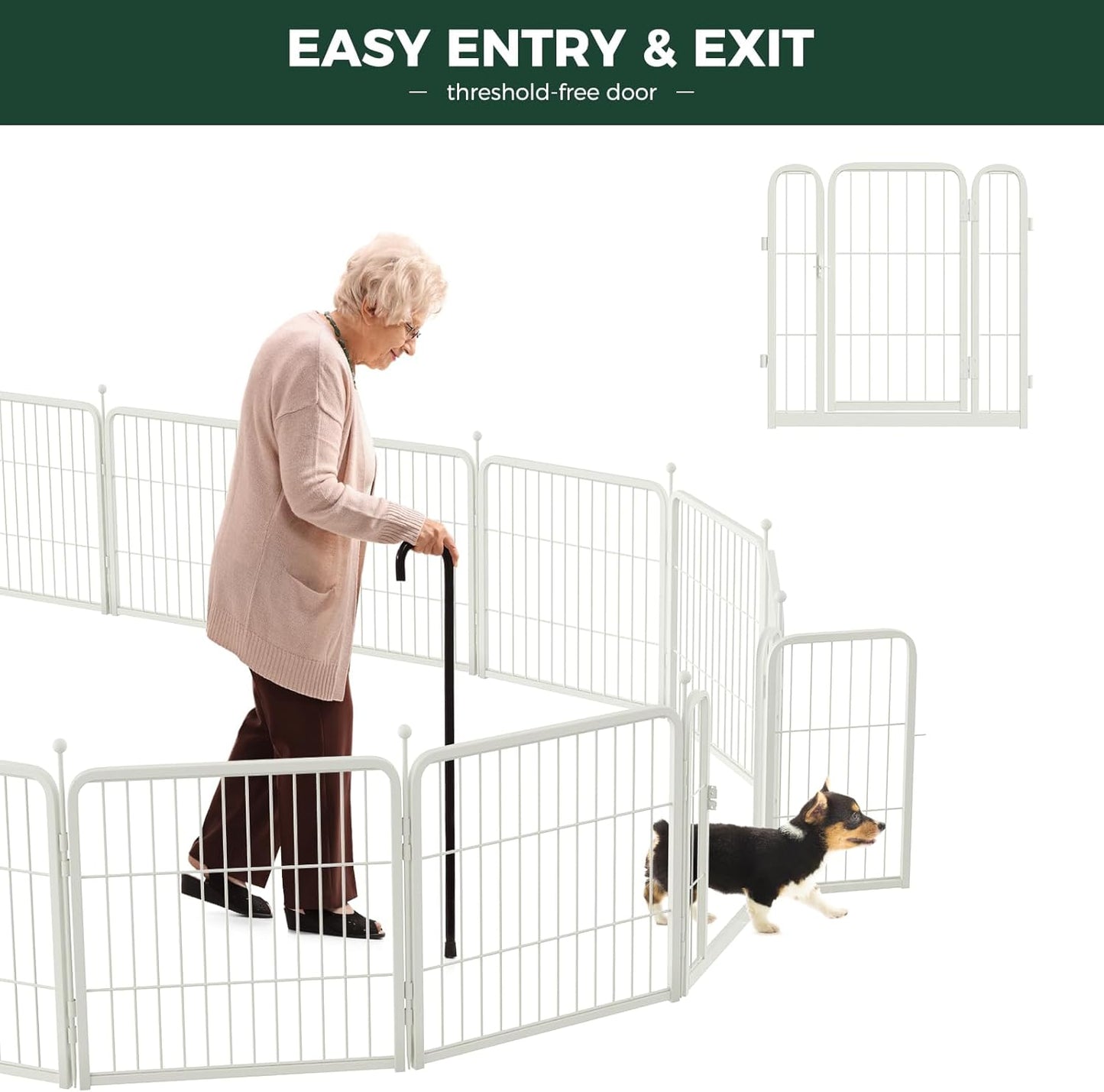 FXW Rollick Unleashed Dog Playpen for Indoor, Yard, RV Camping, 24 inch 16 Panels for Small and Puppy Dogs, White│Patented