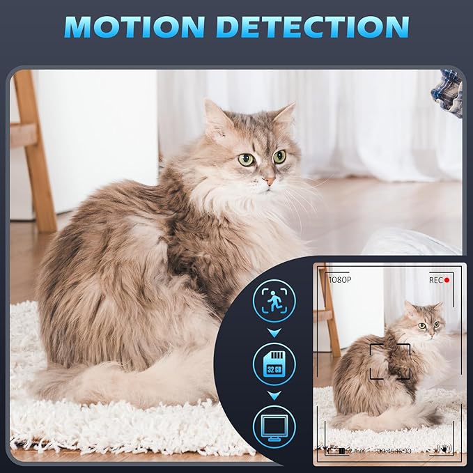 USB Charger Camera, 1080P HD Smart Security Cameras Indoor Pet Nanny Cam with Motion Detection, Loop Recording Mini Video Recorder for Home, No Audio