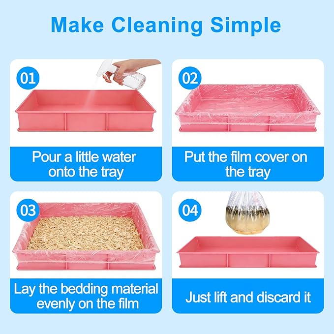 Disposable Cage Liners 50PCS, Plastic Litter Liner Bag for Cage, Cage Toilet Film Cover Litter Liner Bags for Small Animals as Guinea Pig, Hamster, Hedgehog, Bunny, Bird, Rabbit (L(47.2 * 47.2''))