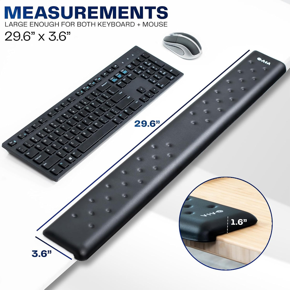 VIVO Black Ergonomic Long 30 in Wrist Pad, DESK-WR30
