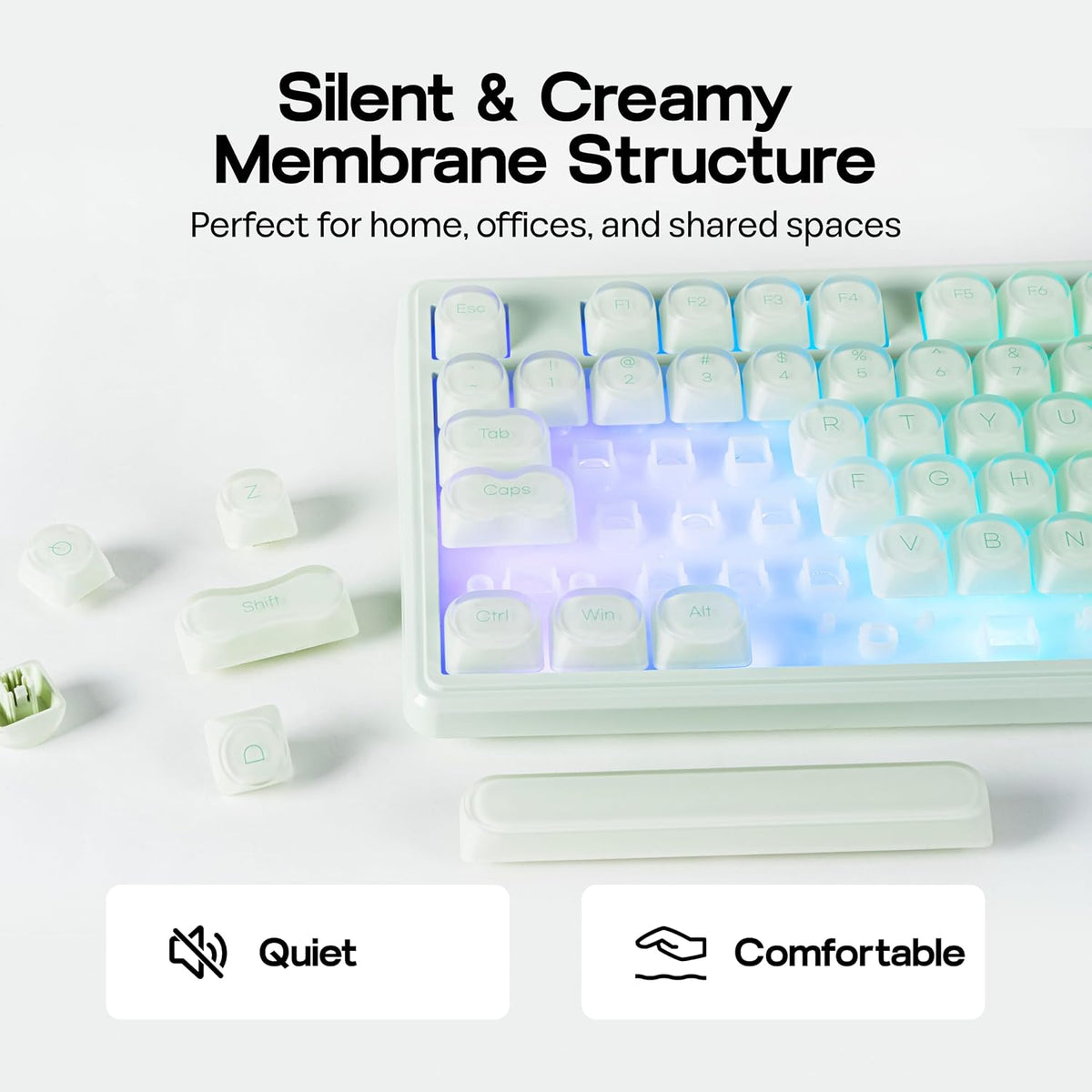 MechLands M108 100% Full Size Silent Office Keyboard with Number Pad