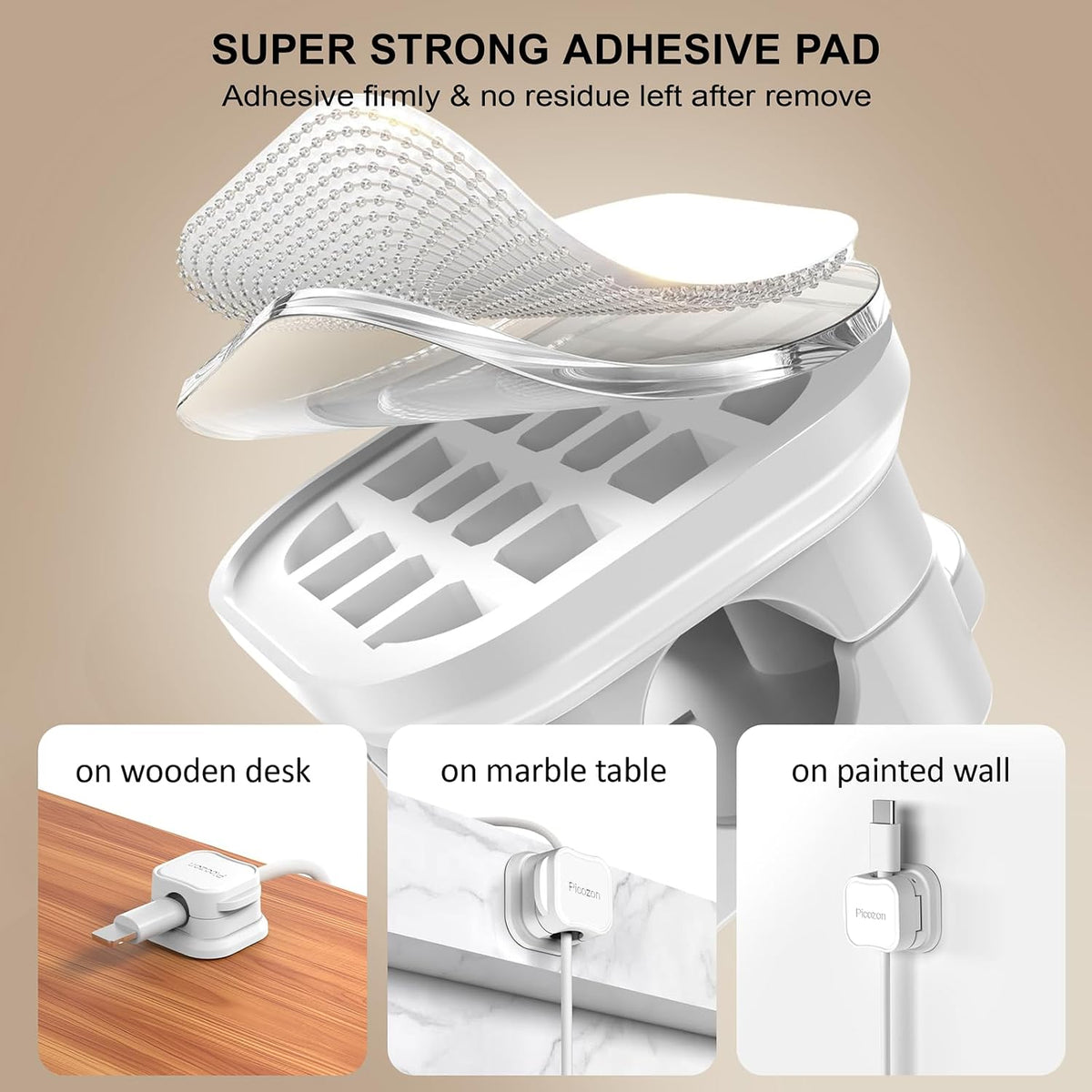 36 Pack Magnetic Cable Clip Organizer Cord Holder, Picozon Adhesive Cable Management, Wire Phone USB Charger Cable Holder, Keeper Organizer for Office Home Desktop Table - White
