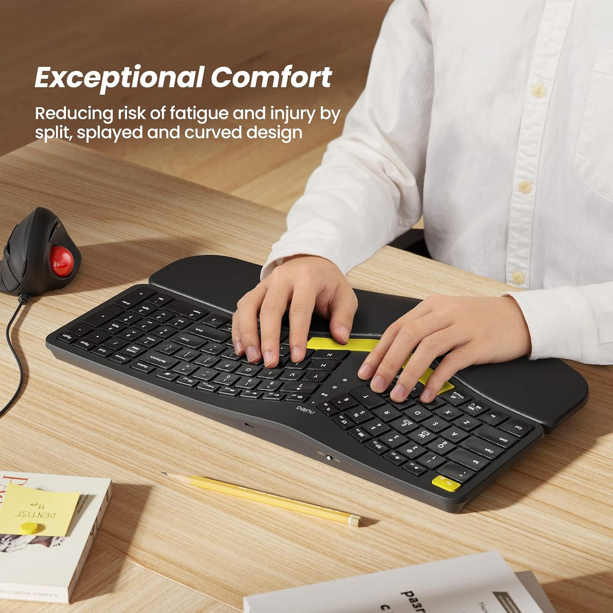 Nulea Ergonomic Split Keyboard Wireless with Wrist Rest 7 Color Backlight