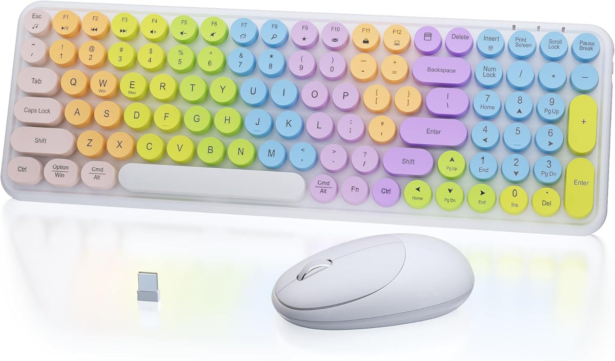 MPTOG Retro Typewriter Wireless Keyboard and Mouse Combo (White)