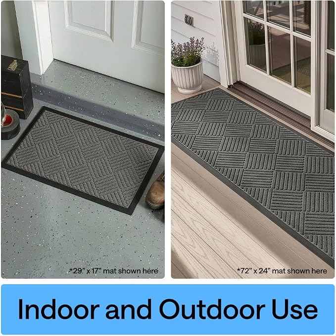 GORILLA GRIP 100% Waterproof All-Season WeatherMAX Doormat 35x23, US Designed