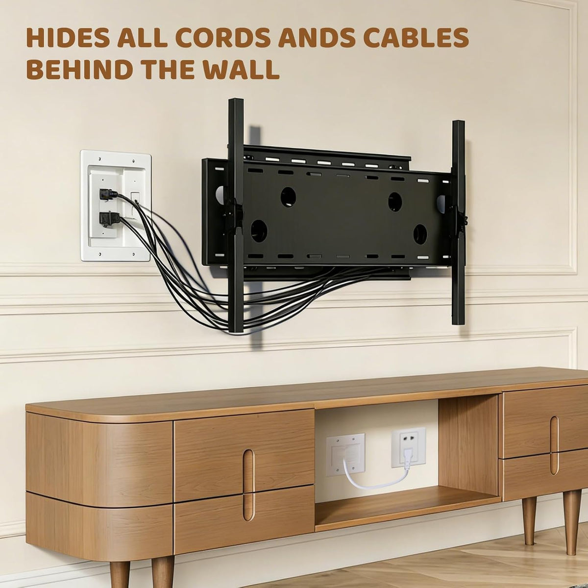 in Wall Cable Management Kit With Recessed Tv Socket Box, 9FT Cord, Tv Cable Concealment Management Kit, Wall Mounted Tv Recessed Socket Box Suitable for All Plugs