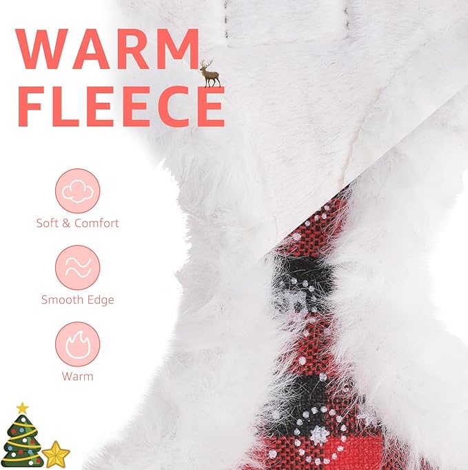 SCENEREAL Dog Christmas Harness Collar and Leash Set, Warm Fleece No Pull Puppy Vest Harnesses No Chock Adjustable Small Pet Halter for Outdoor Walking Training, Black Red Plaid S