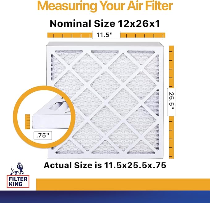 Filter King 12x26x1 Air Filter | 6-PACK | MERV 13 | HVAC Pleated AC Furnace