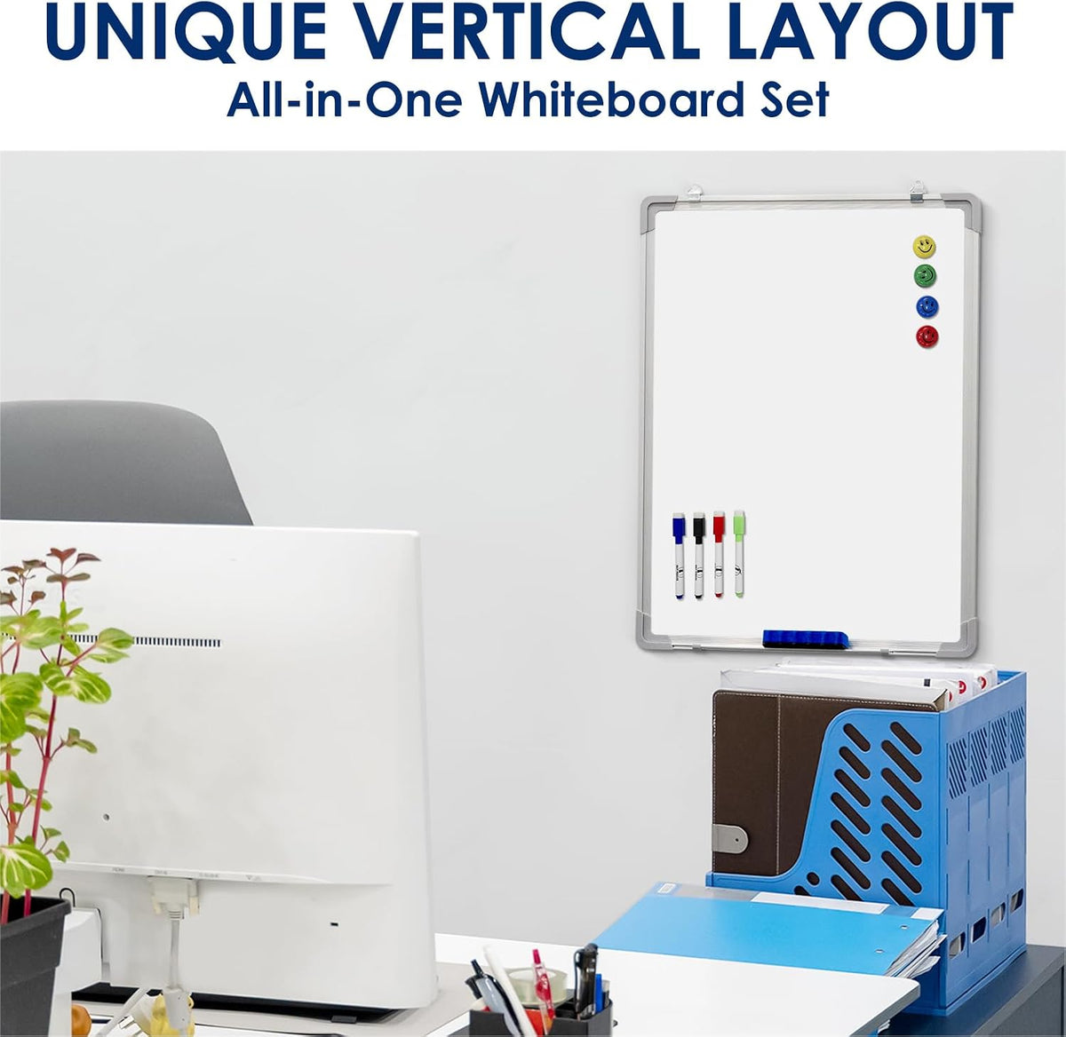 Whiteboard Set, 18x24 in Dry Erase Board, Magnetic White Board for Wall