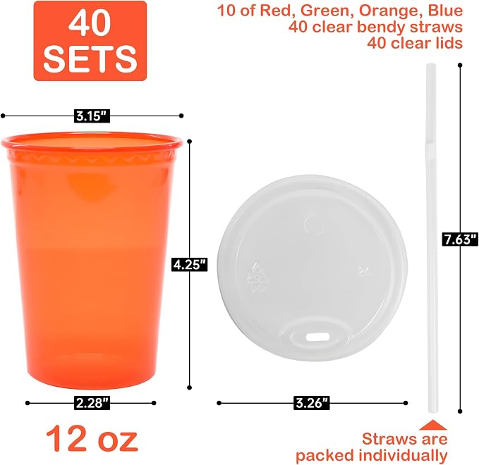 L LIKED 40 Pack 12oz Kids Cups, Spill Proof Party Cups