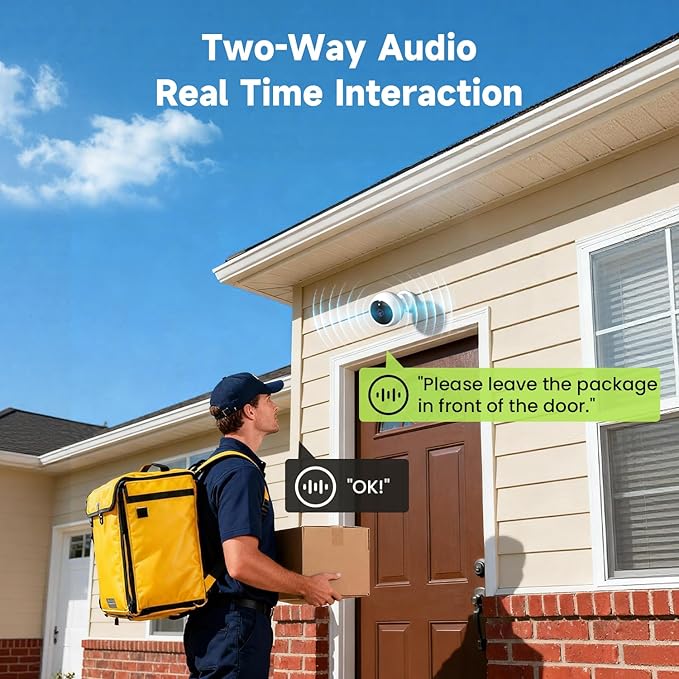 Security Cameras Wireless Outdoor, 2K Indoor Battery Powered WiFi Camera for Home Security, Color Night Vision, 2-Way Talk, Siren Alarm, AI Motion Detection, Cloud/SD Storage, 2 Pack