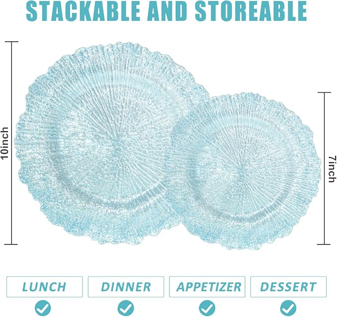 U-QE 60PCS Clear Blue Plates
