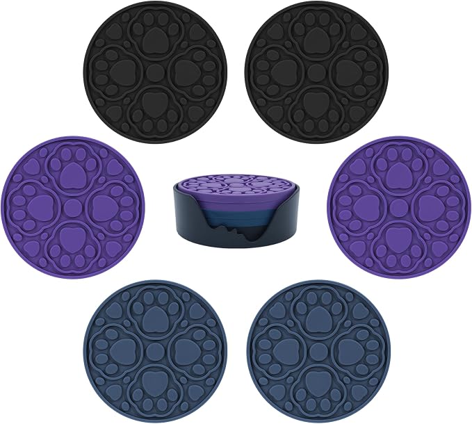 4 Inch Silicone Coasters Set of 6, Non-Slip Drink Coaster