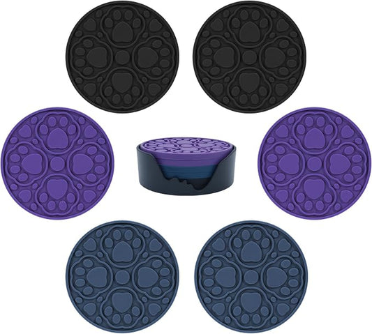 4 Inch Silicone Coasters Set of 6, Non-Slip Drink Coaster