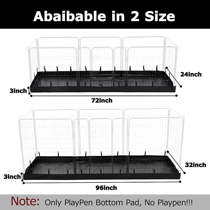PJYuCien Rectangle Dog Playpen Pad - 32"x96" Size, Fits 8 Panels, 600D Oxford Cloth, Waterproof (Bottom Pad Only)