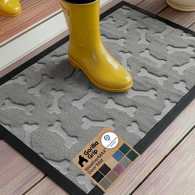 GORILLA GRIP 100% Waterproof All-Season WeatherMAX Doormat 35x23, US Designed