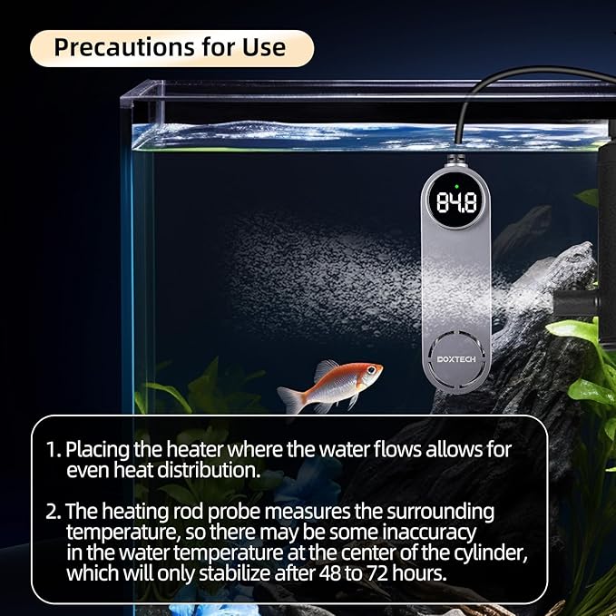 UPETTOOLS 75W Aquarium Heater for 5-20 Gallon Tanks – Submersible Fish Tank Heater with Digital Display & External Temperature Controller, Adjustable 68°F-93°F, for Betta, Shrimp, and Turtle Tanks