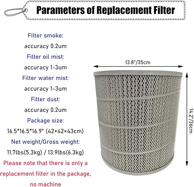 INTSUERMAI CNC Oil Mist Collector Replacement Filter Industrial Fume Purifier