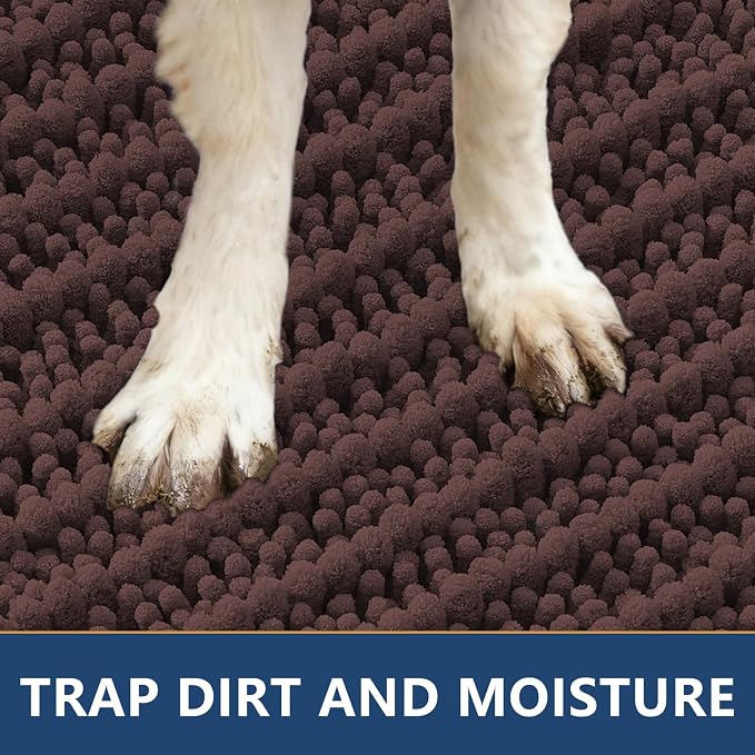 Smiry Dog Door Mat for Muddy Paws 36x24, Absorbent Dirt Trapper, Non-Slip