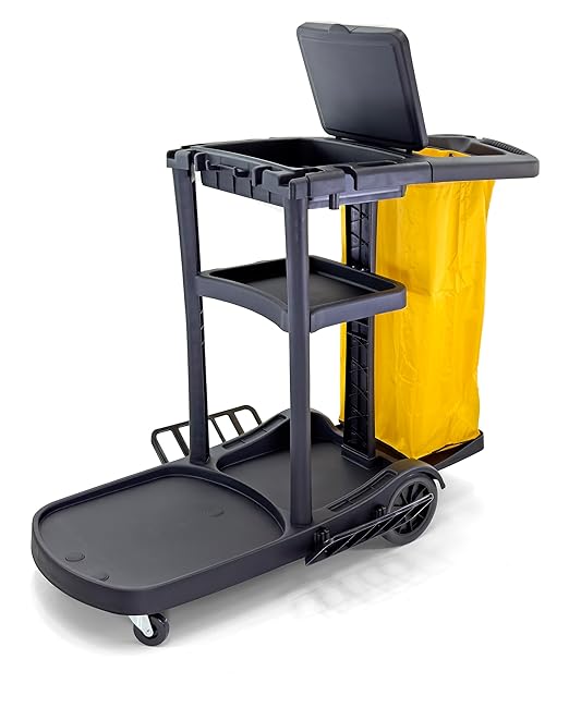 Commercial Housekeeping cart Janitorial cart with Cover and Vinyl Bag, L 52" x W 22" x H 40"