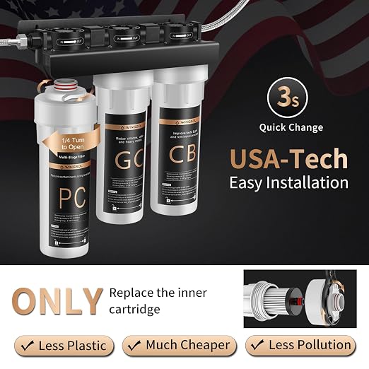 Under Sink Alkaline Water Filter, 9-Layer Water Filter System Reduces Heavy