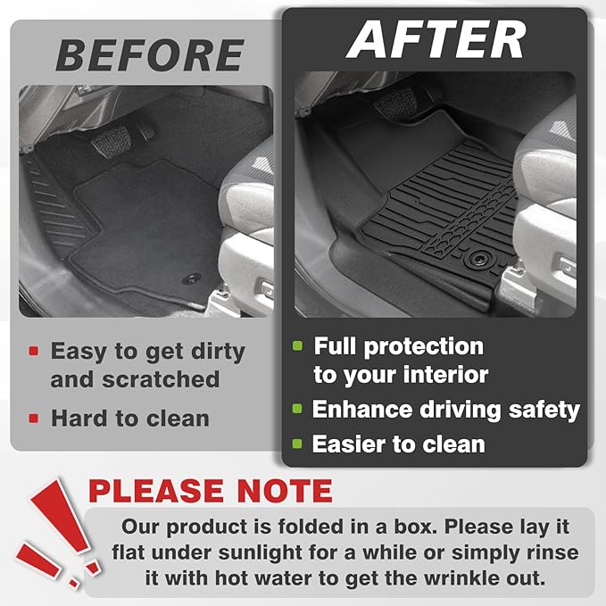 TripleAliners for Tacoma 2024 2025 Double Cab Floor Mats (Fit Auto Trans ONLY) All Weather Floor Liners Compatible with 2024+ Toyota Tacoma Accessories Front & Rear Mats, 3PCS(Not for Hybrid/Manual)