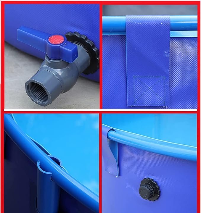 Collapsible Fish Pond, Above Ground Pond Large Collapsible Durable Plastic Canvas Fish Ponds with Brackets for Koi Culture and Agricultural Irrigation 59X39 in(1700 L)