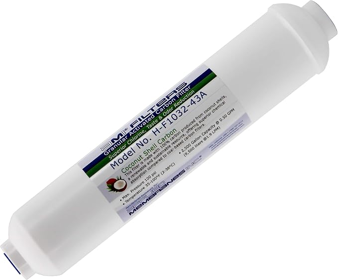 Inline Carbon Water Filter | 10" Length | 1/4" Threaded Female In/Out |