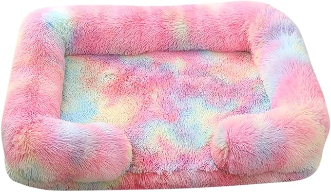 Dog Beds Large Sized dog Orthopedic, Sofa Dog Bed with Waterproof Lining and Nonskid Bottom, Rectangle Washable Dog Bed for Medium Small Dogs and Cats Comfortable ( Color : Rainbow , Size : 43 x 27" )