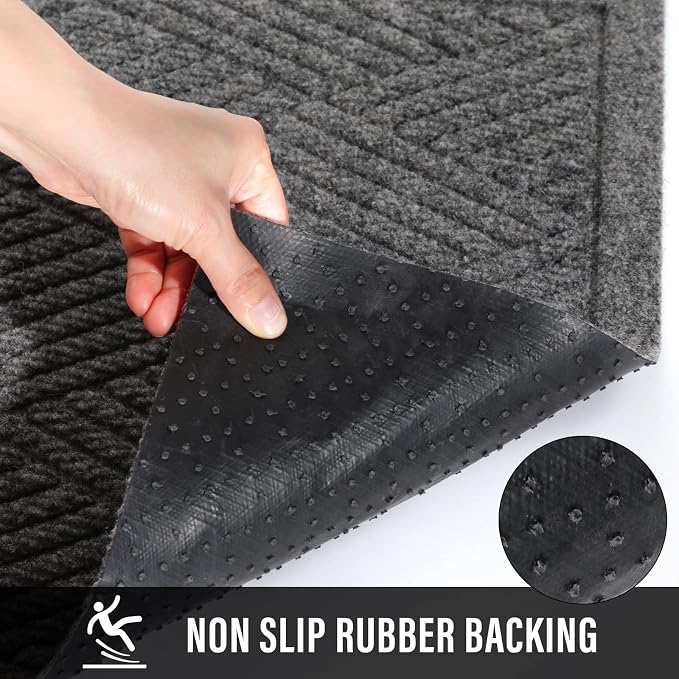 HIYARD Sturdy Front Door Mat, Absorbent Muddy Dirt Resist Welcome Door Mats
